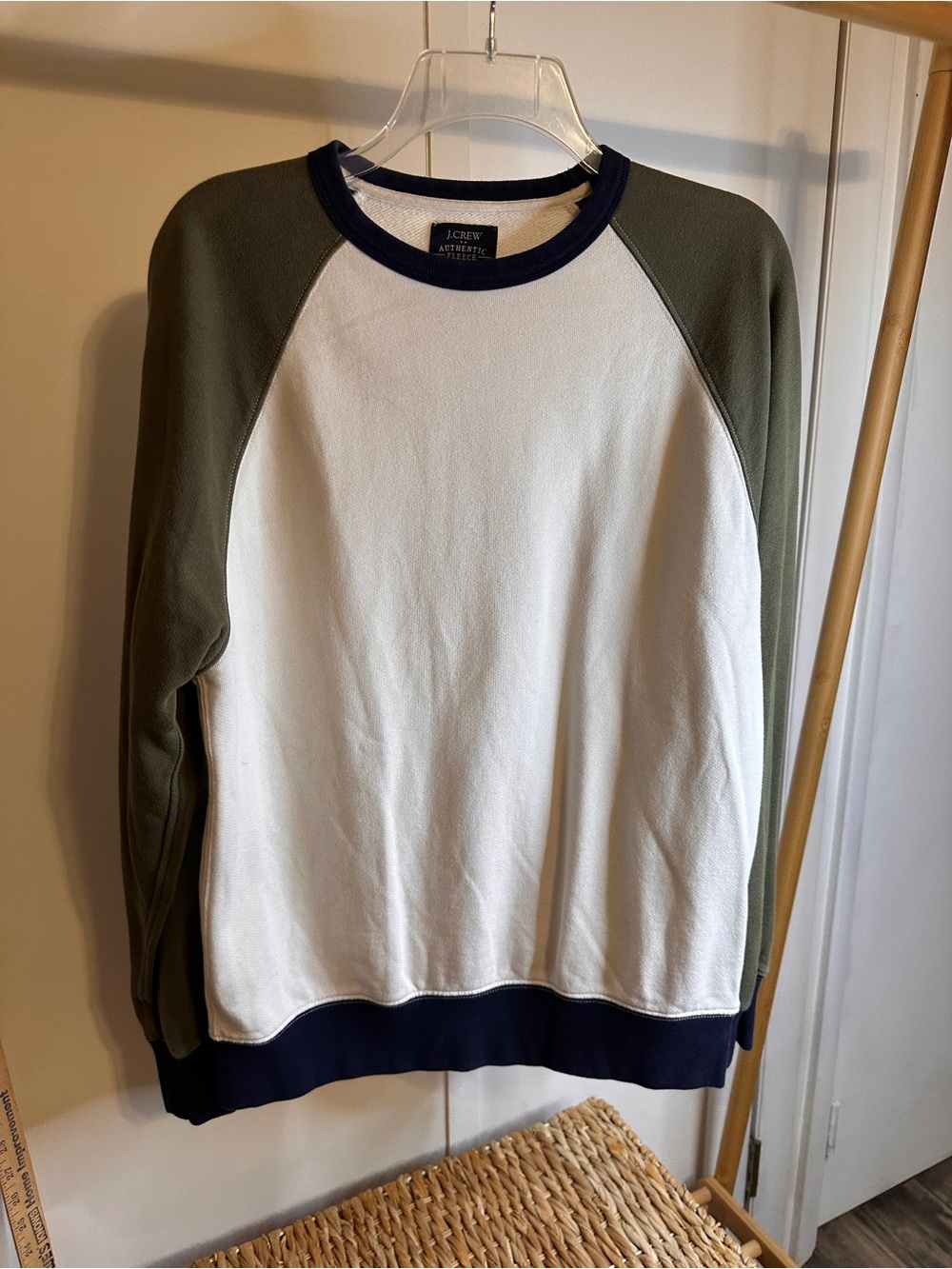 J. Crew Men’s Crewneck Pullover in White, Olive and Navy